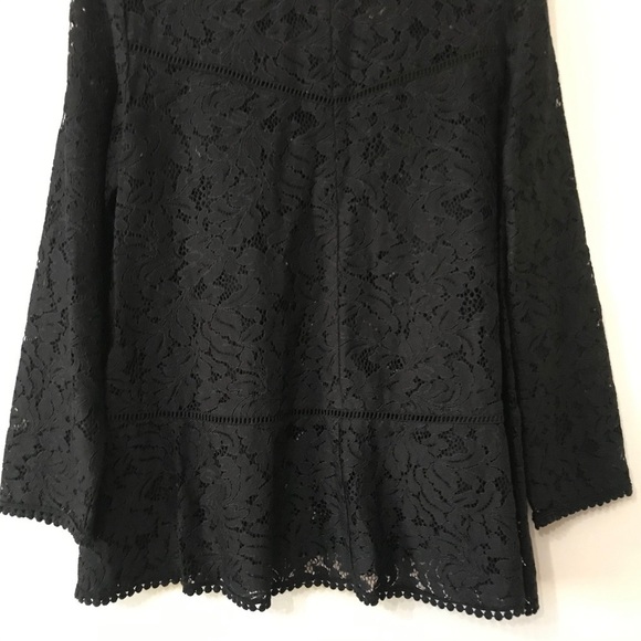 Zara Black Lace All Over High Neck Long Sleeve Top Blouse - Picture 6 of 8